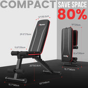 PASYOU Hantelbank Klappbar Verstellbar, Multifunktions Trainingsbank Schrägbank für Ganzkörper-workout,7 in 1 Fitnessbank für zu Hause oder im Fitnessstudio, 230kg Gewichtskapazität