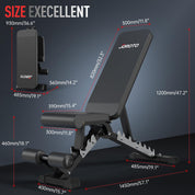 JOROTO MD60 Verstellbare Hantelbank Klappbare Trainingsbank Schrägbank mit 1,5 mm verdickter Stahl für Zuhause