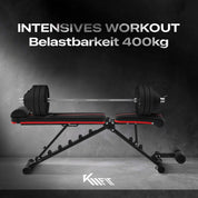 KM Fit klappbare Hantelbank Multifunktion Training Fitness Bank | 6-fach verstellbare Rückenlehne | 3-fach verstellbarer Sitz | Atmungsaktive EVA-Oberfläche | Belastbarkeit bis zu 400 kg