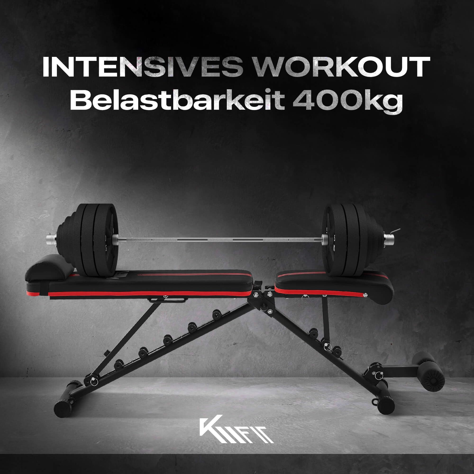KM Fit klappbare Hantelbank Multifunktion Training Fitness Bank | 6-fach verstellbare Rückenlehne | 3-fach verstellbarer Sitz | Atmungsaktive EVA-Oberfläche | Belastbarkeit bis zu 400 kg