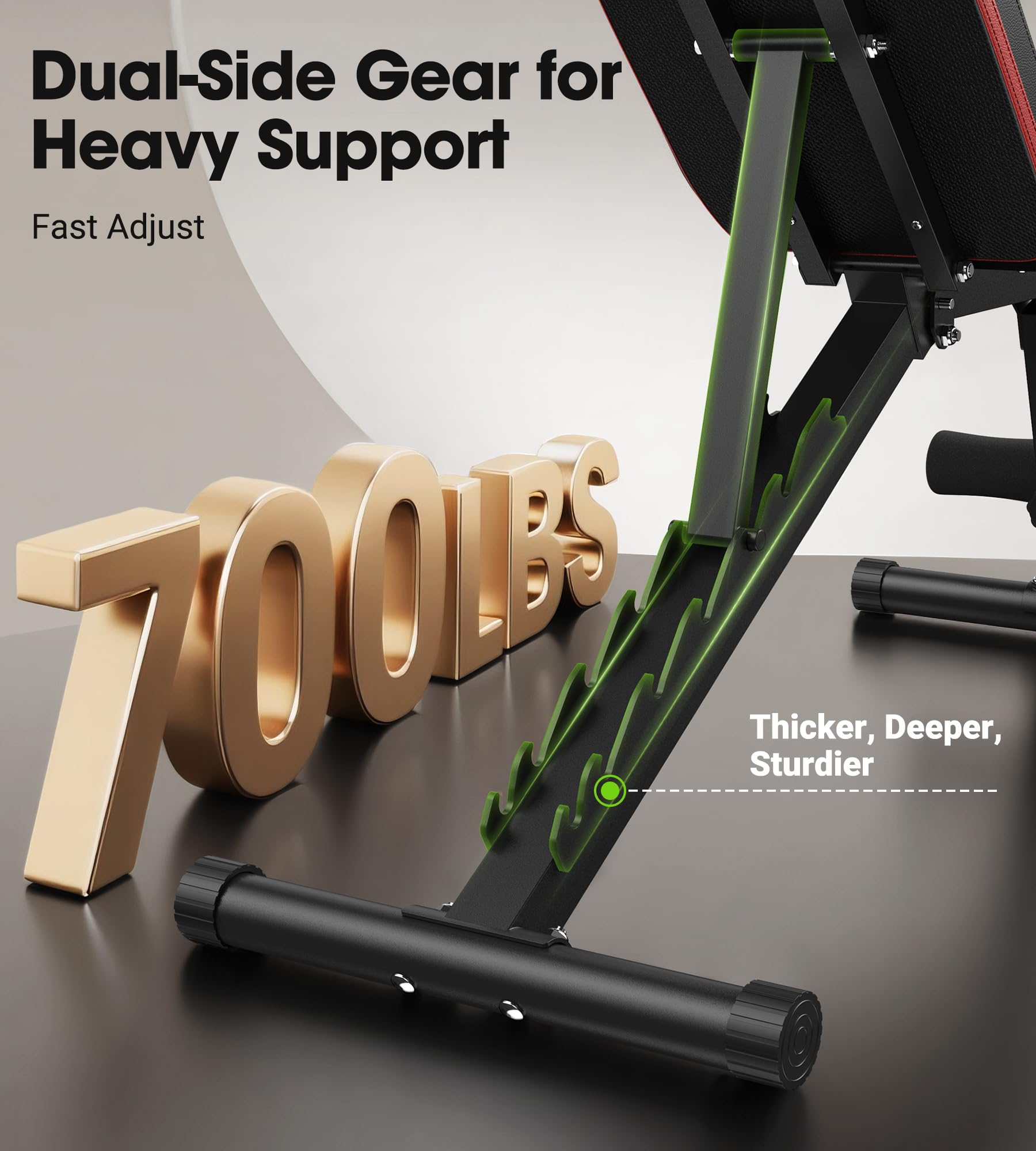 FLYBIRD Multifunktionale Hantelbank, 8-Fach Verstellbare Rückenlehne/3-Fach Verstellbare Fußstütze, 317 kg Belastbarkeit, Klappbare Trainingsbank mit 90° für das Heim-Fitnessstudio