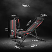 KM Fit klappbare Hantelbank Multifunktion Training Fitness Bank | 6-fach verstellbare Rückenlehne | 3-fach verstellbarer Sitz | Atmungsaktive EVA-Oberfläche | Belastbarkeit bis zu 400 kg