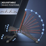 PASYOU Hantelbank Klappbare Trainingsbank mit 9x4x3 Verstellbaren Positionen Multi- Schrägbank als Bauch & Rückentrainer für zuhause, Max. 318kg Gewichtsbelastung