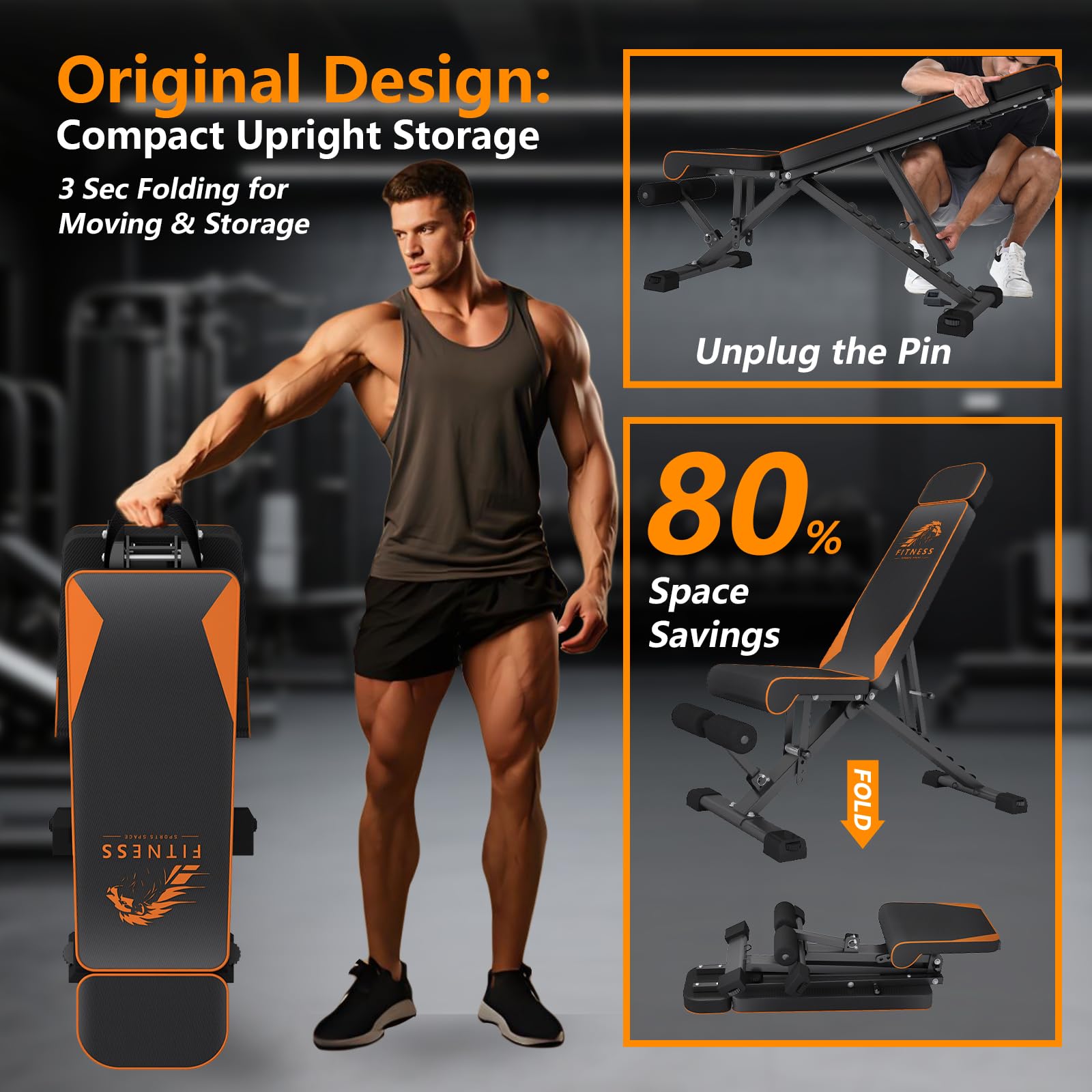 Dskeuzeew Verstellbare Hantelbank Klappbar Multifunktions Trainingsbank Schrägbank mit 7-Fach Verstellbarer Rückenlehne und Widerstandsband/4-Fach verstellbarer Belastung 400kg