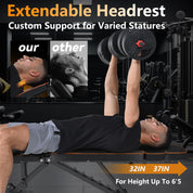 Dskeuzeew Verstellbare Hantelbank Klappbar Multifunktions Trainingsbank Schrägbank mit 7-Fach Verstellbarer Rückenlehne und Widerstandsband/4-Fach verstellbarer Belastung 400kg