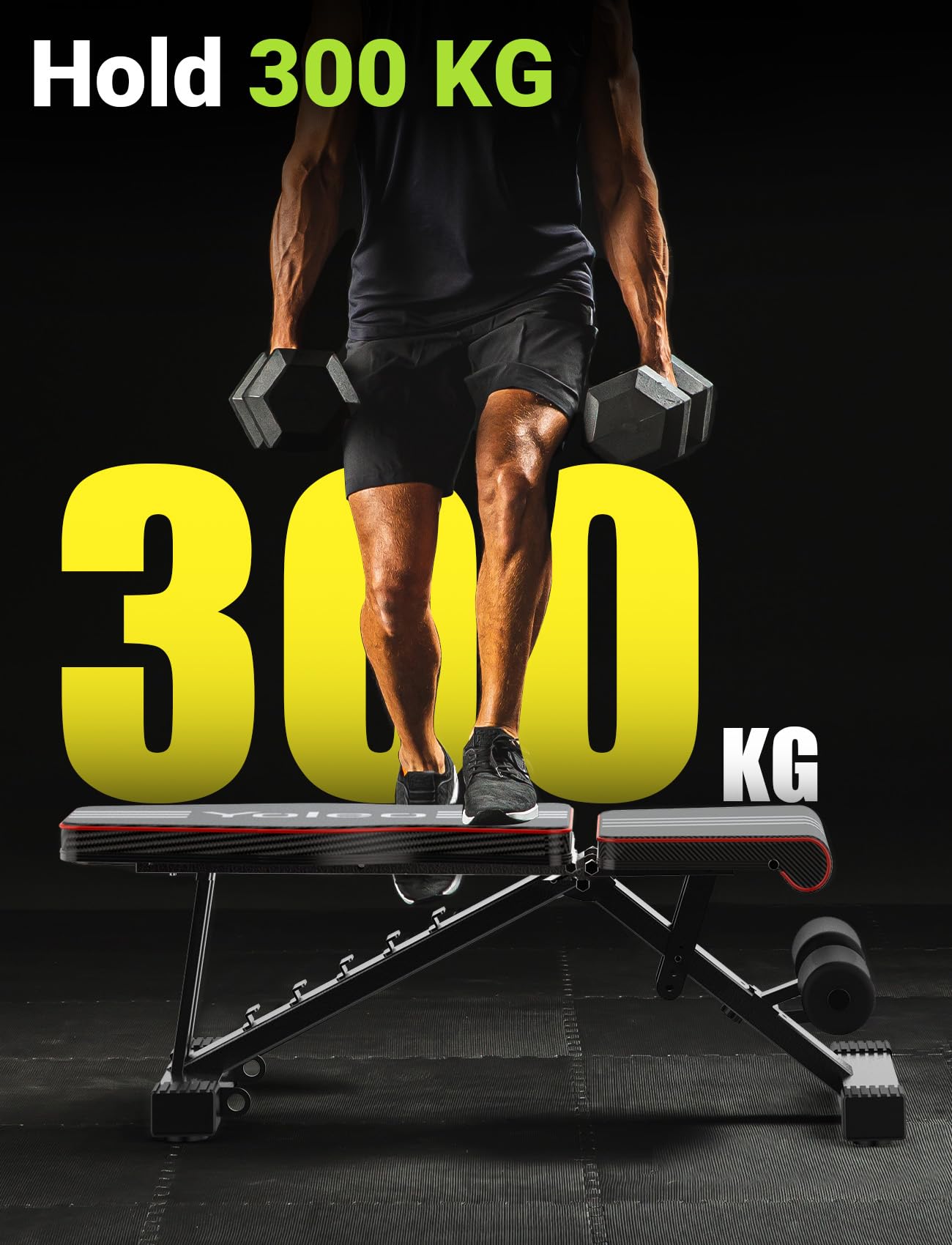 YOLEO Klappbare Hantelbank Multifunktion Training Fitness Bank Bauchtrainer Schrägbank mit 7-Fach Verstellbarer Rückenlehne/4-Fach verstellbarer Sitzkissen,Anregung Belastung 300kg,Sit Up Bank