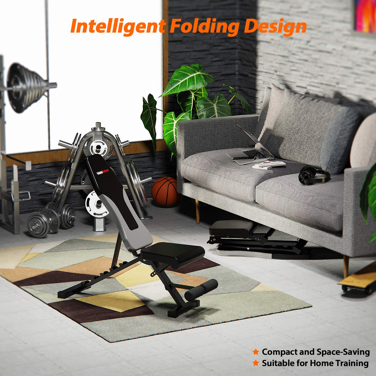 WINNOW Verstellbare Hantelbank Klappbar Heimtraining Fitness Trainingsbank Schrägbank Flachbank Bankdrücken Multifunktion Übung