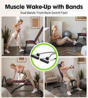 FLYBIRD Multifunktionale Hantelbank, 8-Fach Verstellbare Rückenlehne/3-Fach Verstellbare Fußstütze, 317 kg Belastbarkeit, Klappbare Trainingsbank mit 90° für das Heim-Fitnessstudio