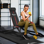 KM Fit klappbare Hantelbank Multifunktion Training Fitness Bank | 6-fach verstellbare Rückenlehne | 3-fach verstellbarer Sitz | Atmungsaktive EVA-Oberfläche | Belastbarkeit bis zu 400 kg